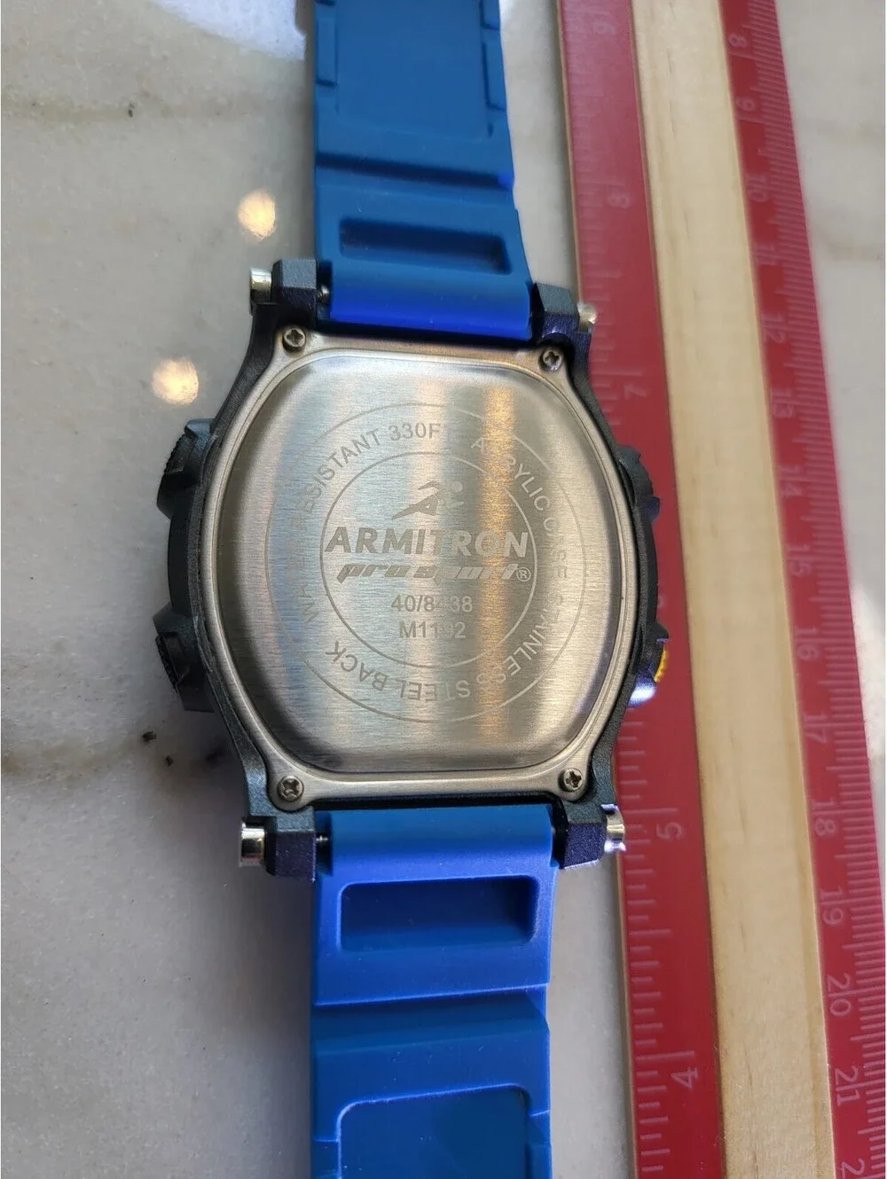 Armitron ProSport M1192 Mens Watch Black Acrylic 100m AlarmChron Date Quartz EUC